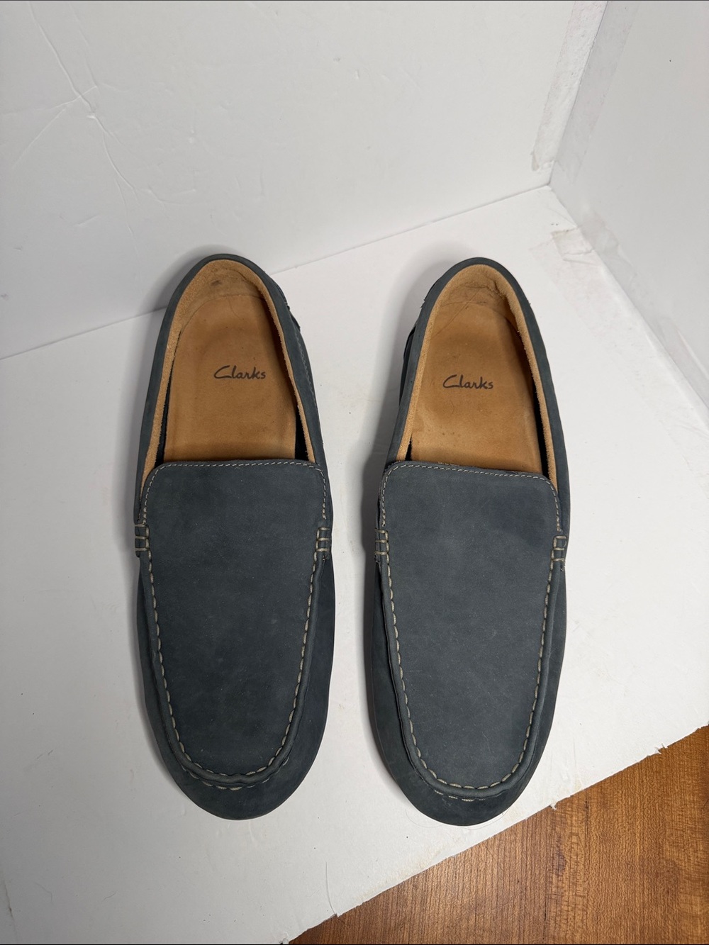 Clarks Men’s Slate Blue Suede Slip-On Loafers